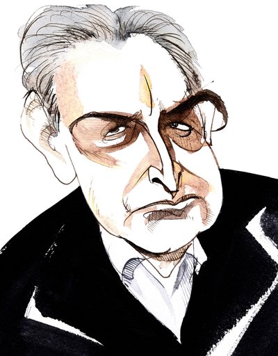 John Banville, novelista y guionista irlandés; escritor de crímenes bajo el seudónimo Benjamin Black; caricatura de Neale Osborne